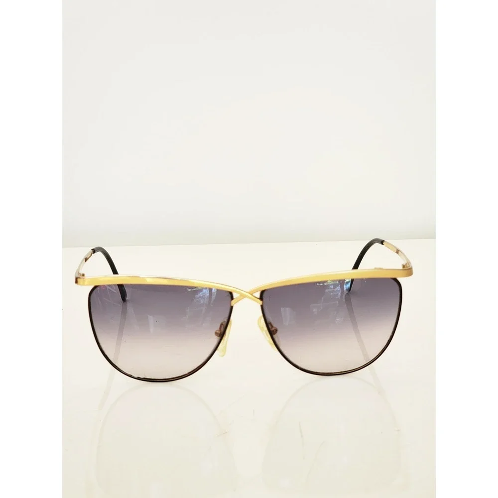 Laura Biagiotti Vintage Gold Crossover Sunglasses Purple Gradient Lens Italy